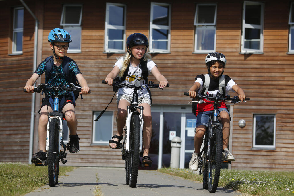 Foto: Et vigtigt tema i klimaplanen er "Hvordan får vi flere børn på cyklen?"  (fotograf: Jens Hasse)